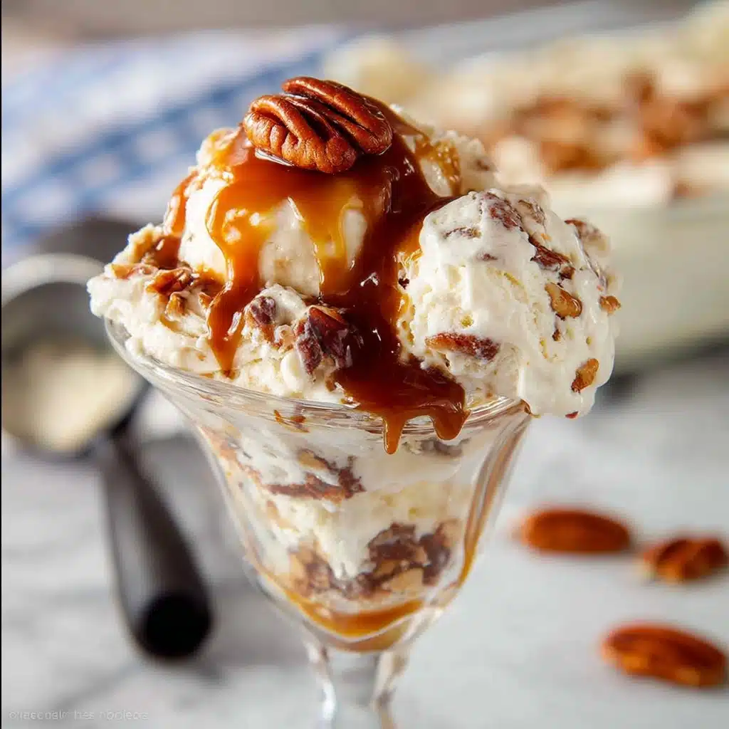 Coffee Ice Cream with Toasted Pecans and Caramel Swirl Recipe - Recipe Image