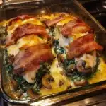 Smothered Chicken with Creamed Spinach,, and Mushrooms Recipe
