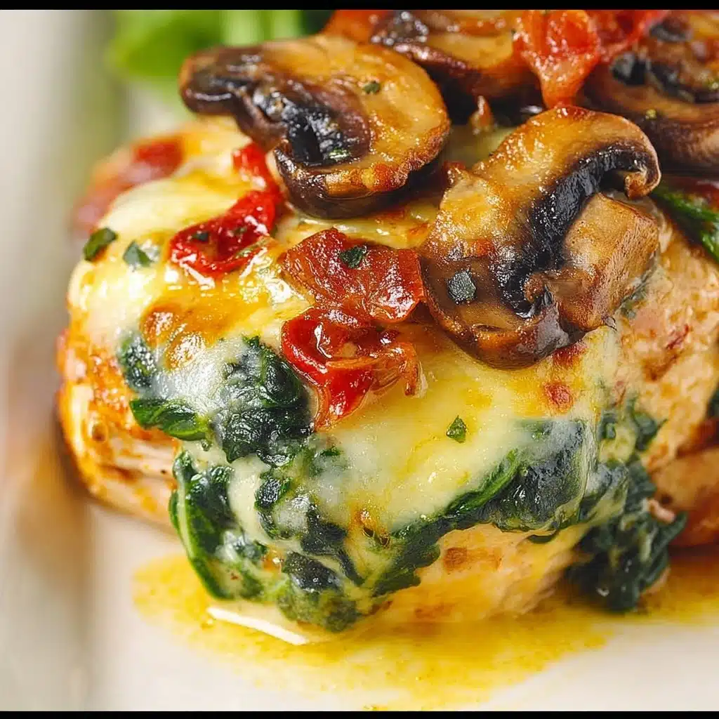 Smothered Chicken with Creamed Spinach,, and Mushrooms Recipe - Recipe Image