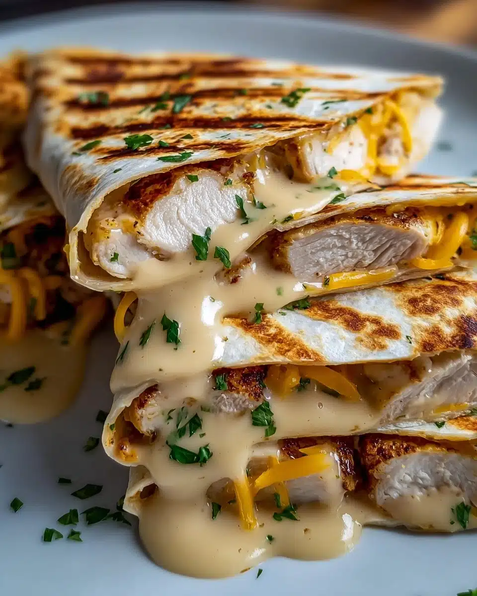 Cheesy Garlic Chicken Wraps Recipe