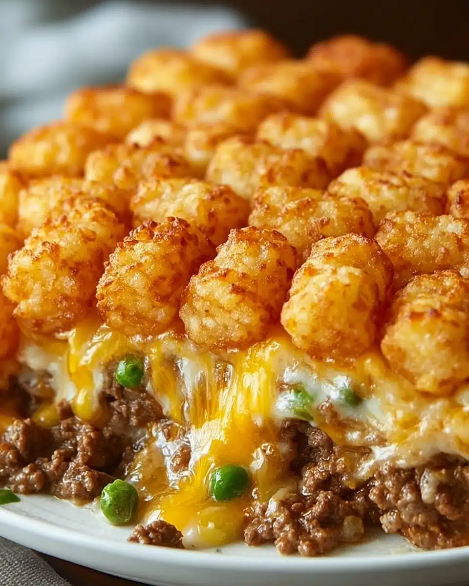 Grease a casserole dish and spread the beef mixture evenly across the bottom Recipe