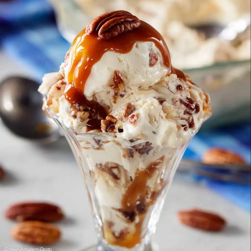 Coffee Ice Cream with Toasted Pecans and Caramel Swirl Recipe - Recipe Image