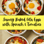 Baked Feta EggsBaked feta eggs with spinach and tomatoes