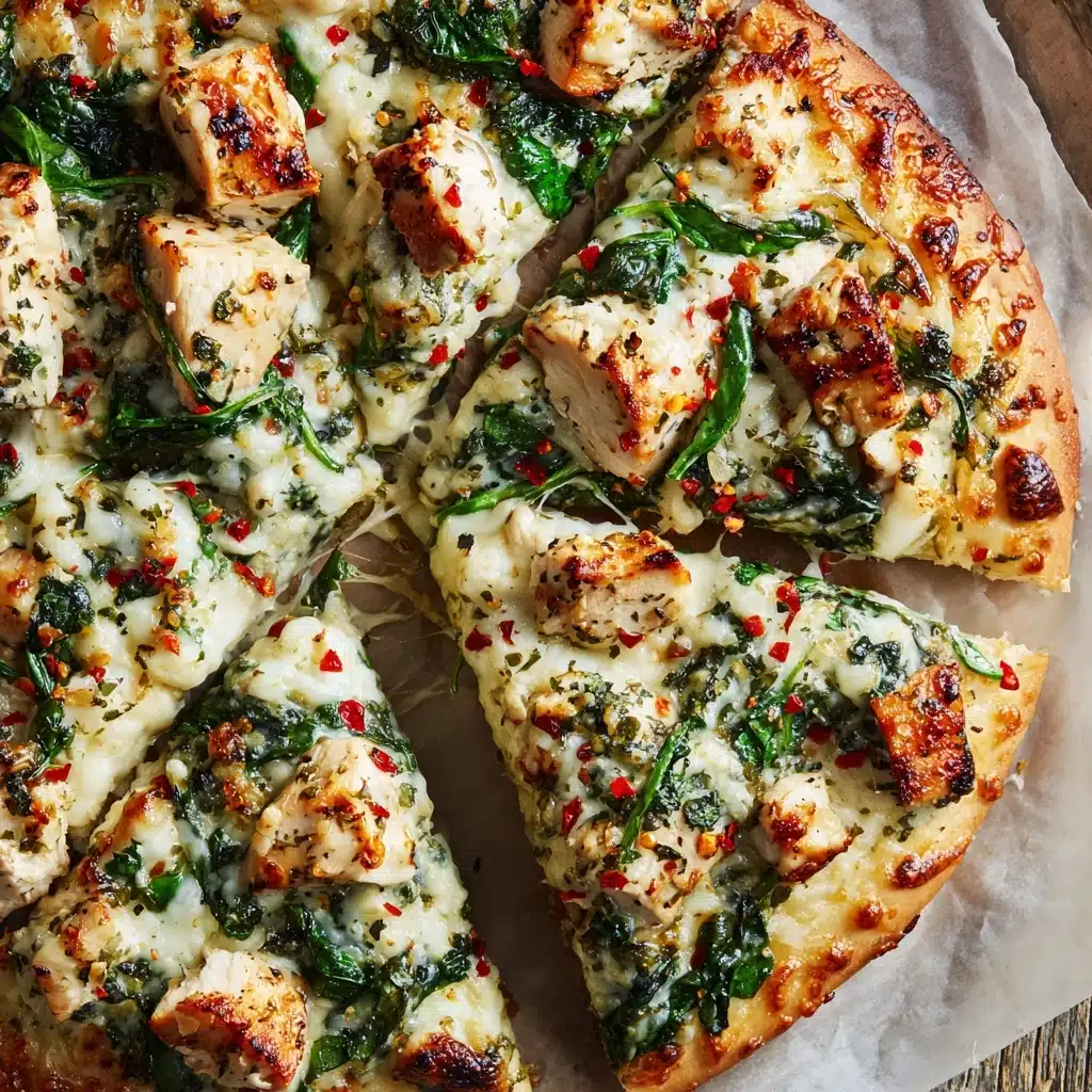 Roasted Garlic White Chicken Pizza Recipe - Recipe Image