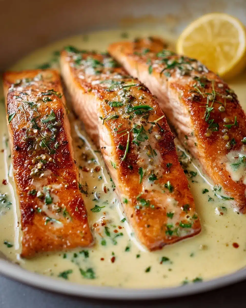 BAKED SALMON WITH LEMON BUTTER CREAM SAUCE Recipe