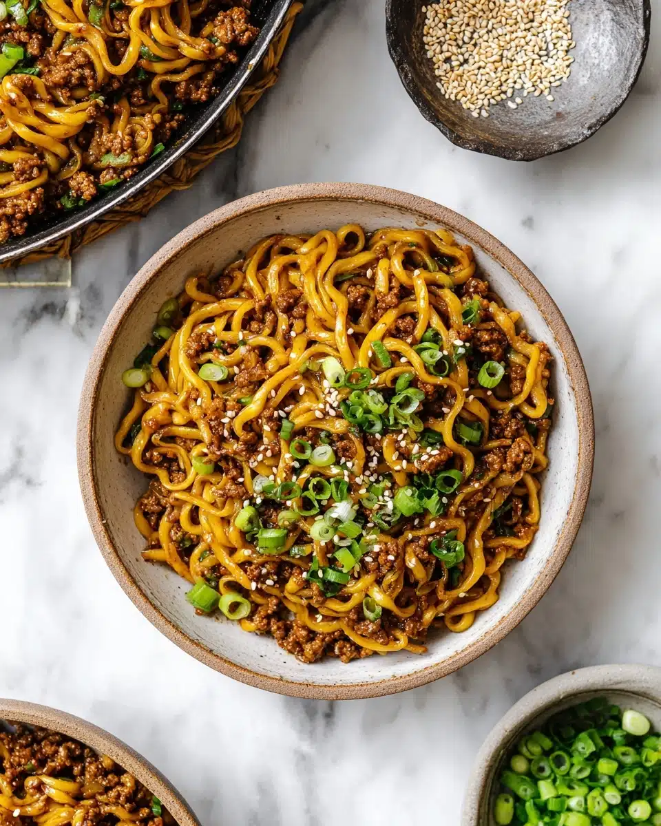 Mongolian Ground Beef Noodles Recipe