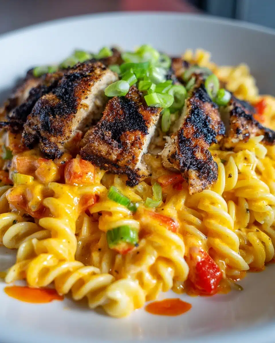 Garlic Chicken Twisted Pasta in Spicy Velveeta Cheese Recipe