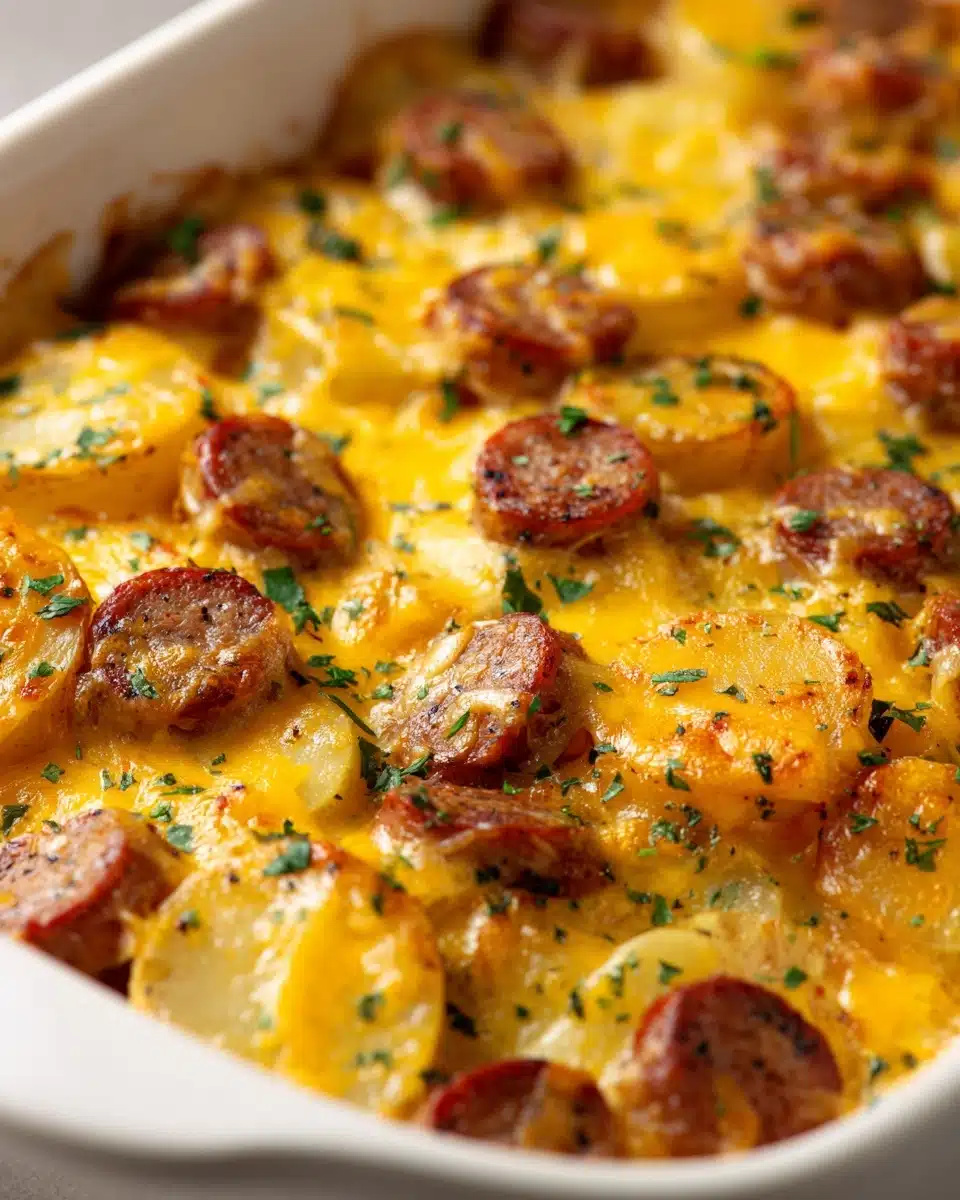 Cheesy Potatoes with Smoked Sausage Recipe