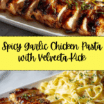 Garlic Chicken Twisted Pasta in Spicy Velveeta Cheese Recipe