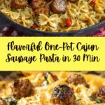 One Pot Creamy Cajun Sausage Pasta (30-Minutes) Recipe