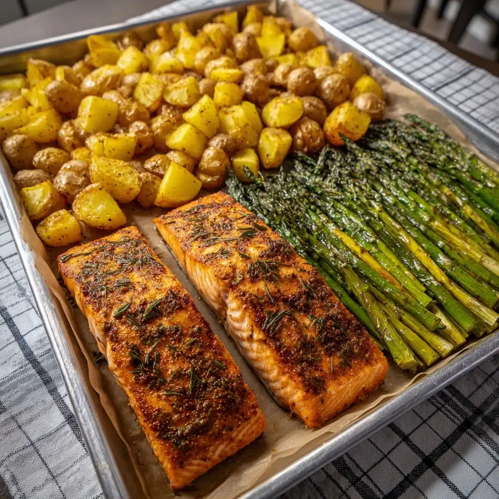 Salmon, Potato, + Asparagus Sheet Pan Meal Recipe - Recipe Image
