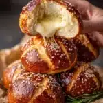 Mozzarella Stuffed Rosemary and Parmesan Soft Pretzels Recipe