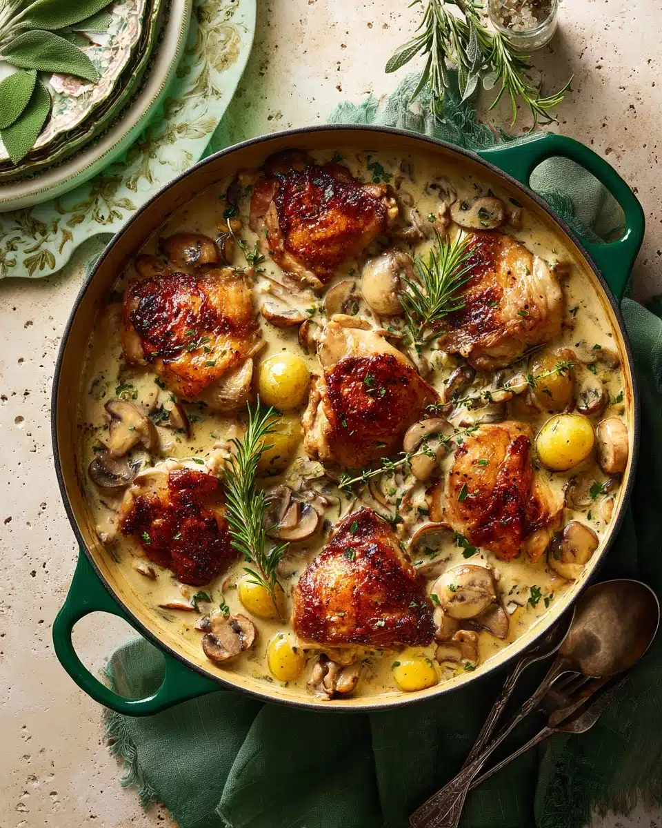 Herb Roasted Chicken in Creamy White Wine Sauce Recipe