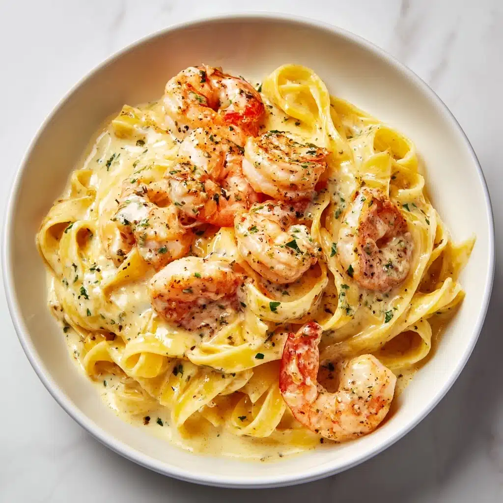 Creamy Shrimp Fettuccine Pasta With Homemade Alfredo Sauce Recipe - Recipe Image