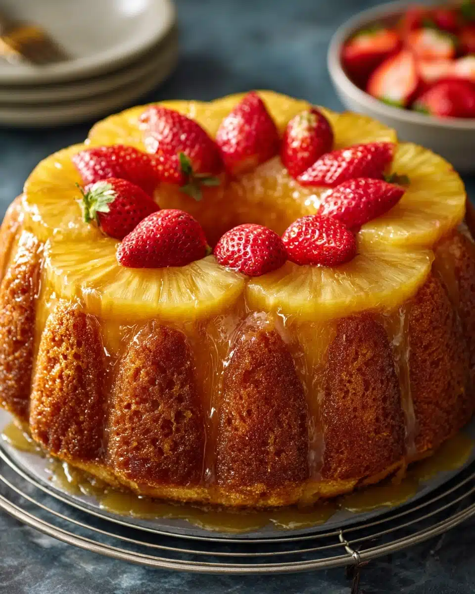 Pineapple Bundt Cake with Sweet Strawberries Recipe
