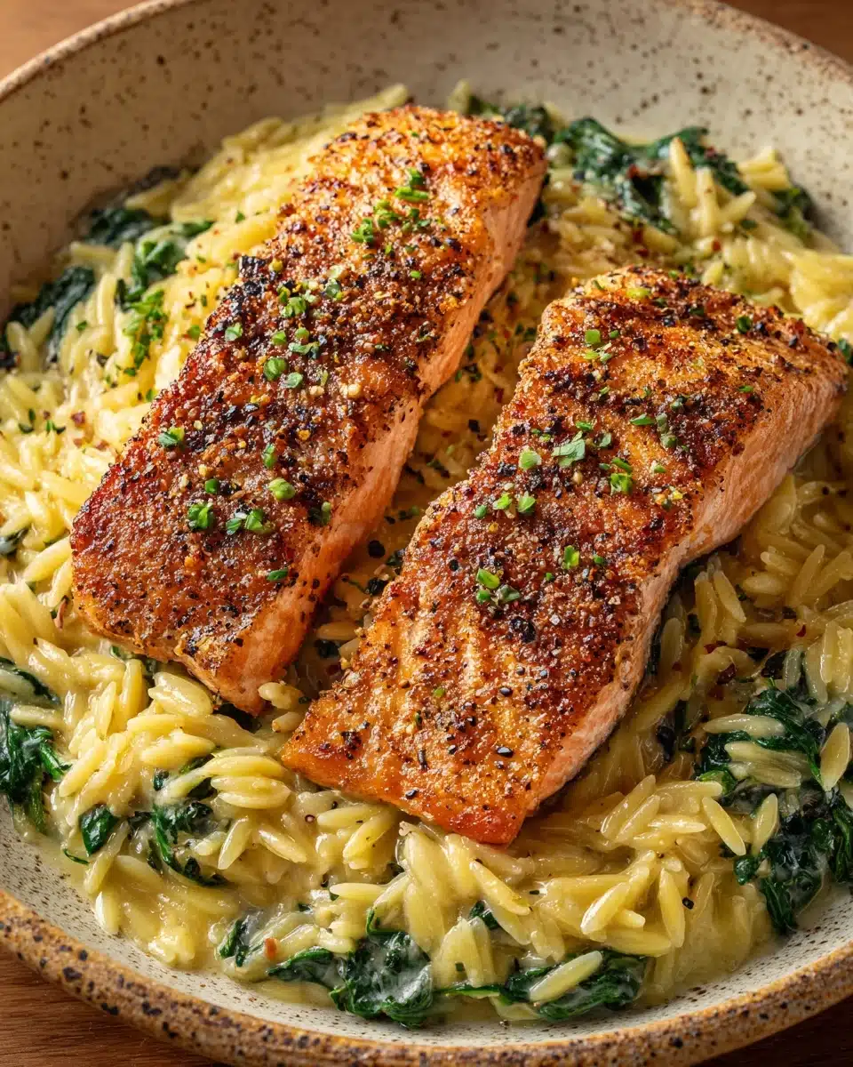 30-Minute Seared Salmon with Lemon Orzo Recipe