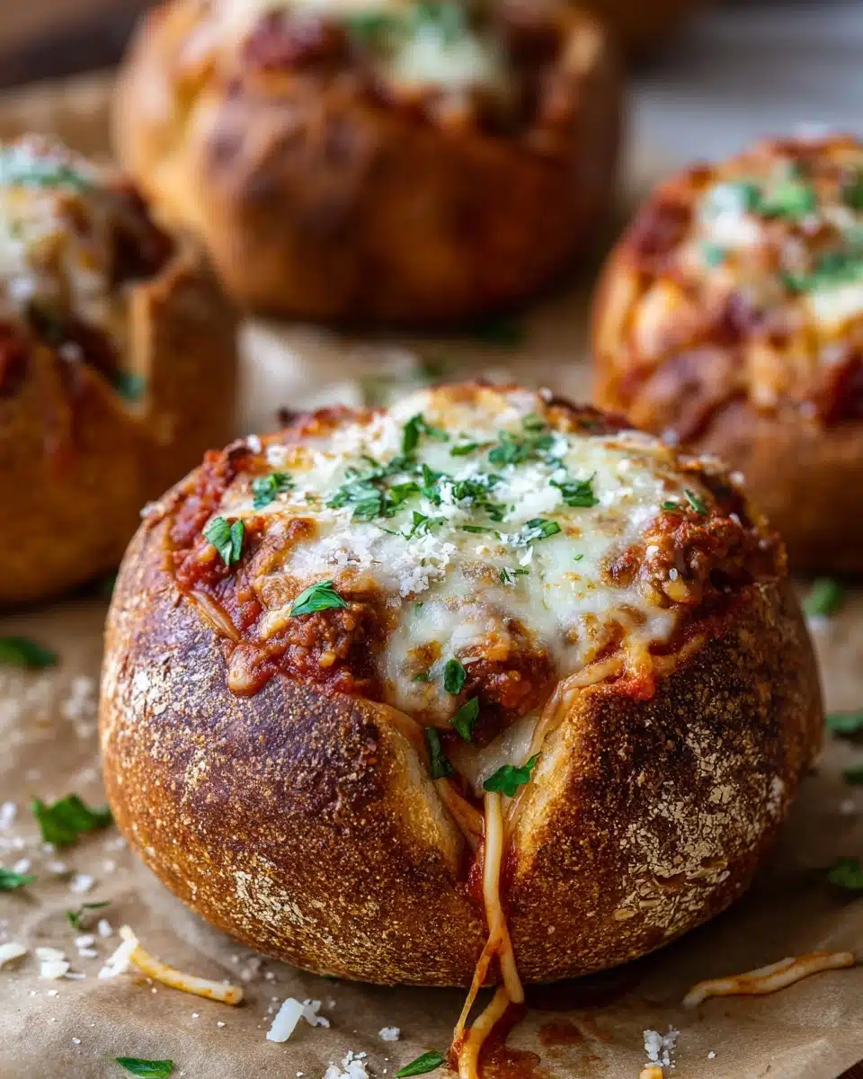 Spaghetti Garlic Bread Bowls Recipe