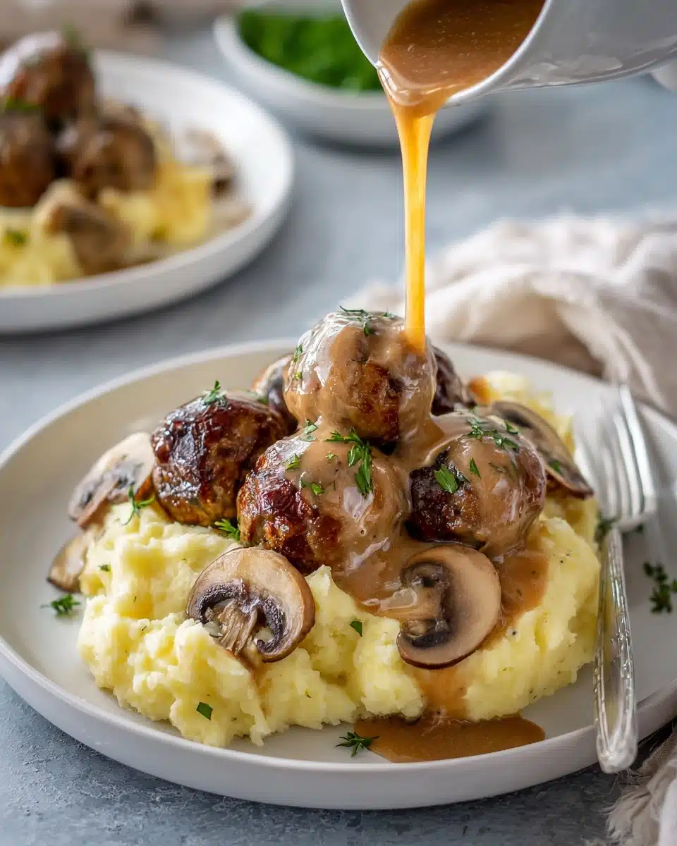 Beef Meatballs in Mushroom Gravy Recipe