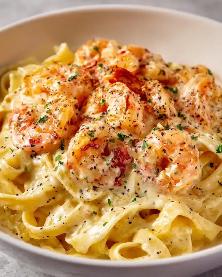 Creamy Shrimp Fettuccine Pasta With Homemade Alfredo Sauce Recipe