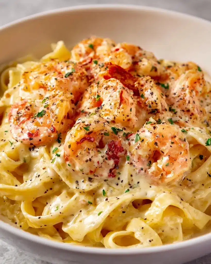 Creamy Shrimp Fettuccine Pasta With Homemade Alfredo Sauce Recipe