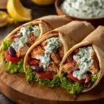 Mediterranean Chicken Gyros with Creamy Feta Tzatziki Recipe