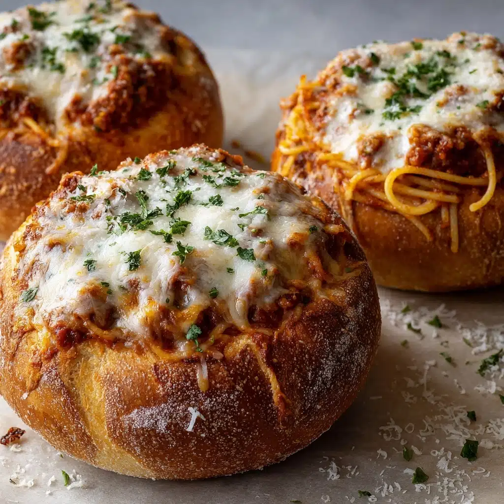 Spaghetti Garlic Bread Bowls Recipe - Recipe Image