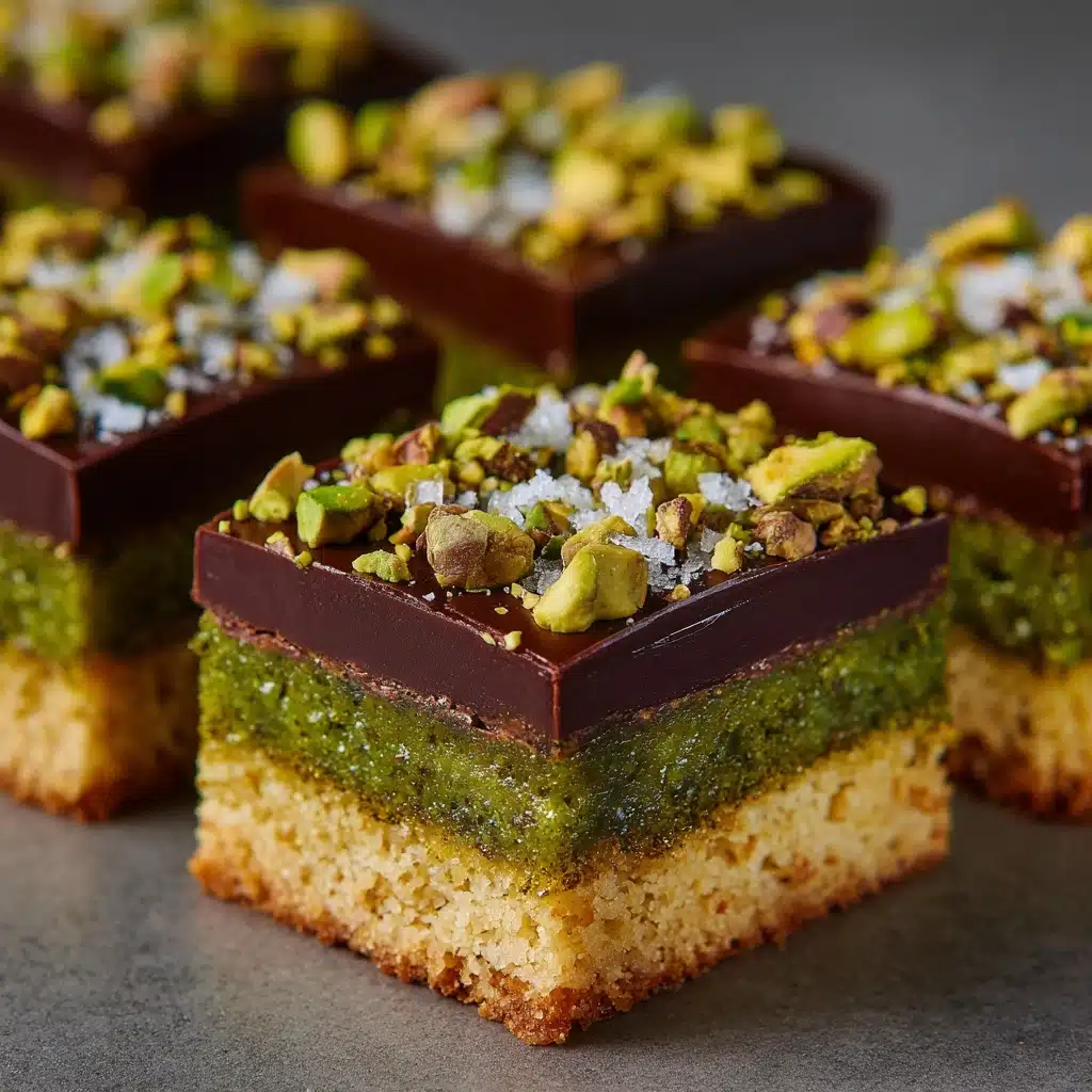 Brown Butter Dubai Pistachio Chocolate Chip Cookie Bars Recipe - Recipe Image