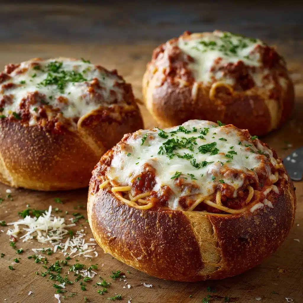 Spaghetti Garlic Bread Bowls Recipe - Recipe Image