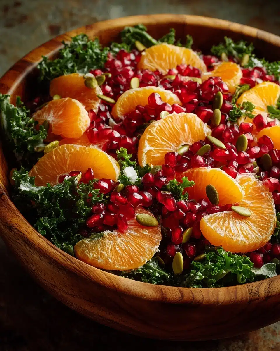 Citrus Pomegranate Kale Salad with Honey-Lemon Vinaigrette Recipe - Recipe Image