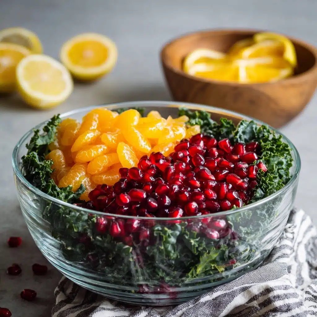 Citrus Pomegranate Kale Salad with Honey-Lemon Vinaigrette Recipe - Recipe Image