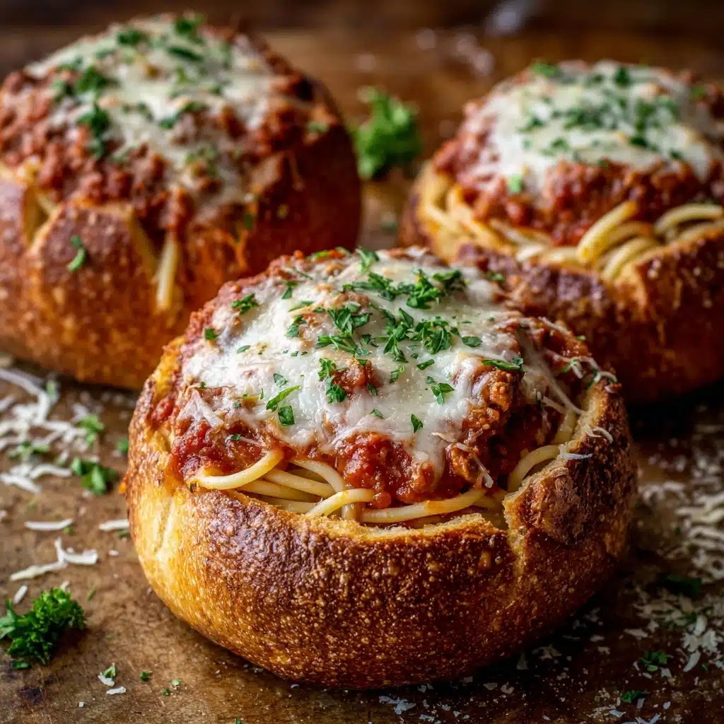 Spaghetti Garlic Bread Bowls Recipe - Recipe Image