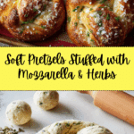 Mozzarella Stuffed Rosemary and Parmesan Soft Pretzels Recipe