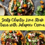 Cilantro Lime Flank Steak Tacos | Jalapeño Crema Recipe