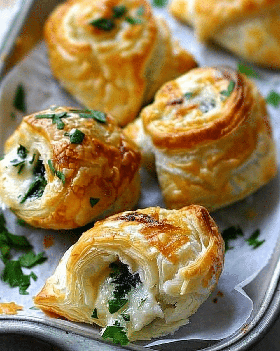 Irresistible Herb and Cheese Stuffed Puff Pastry Bites