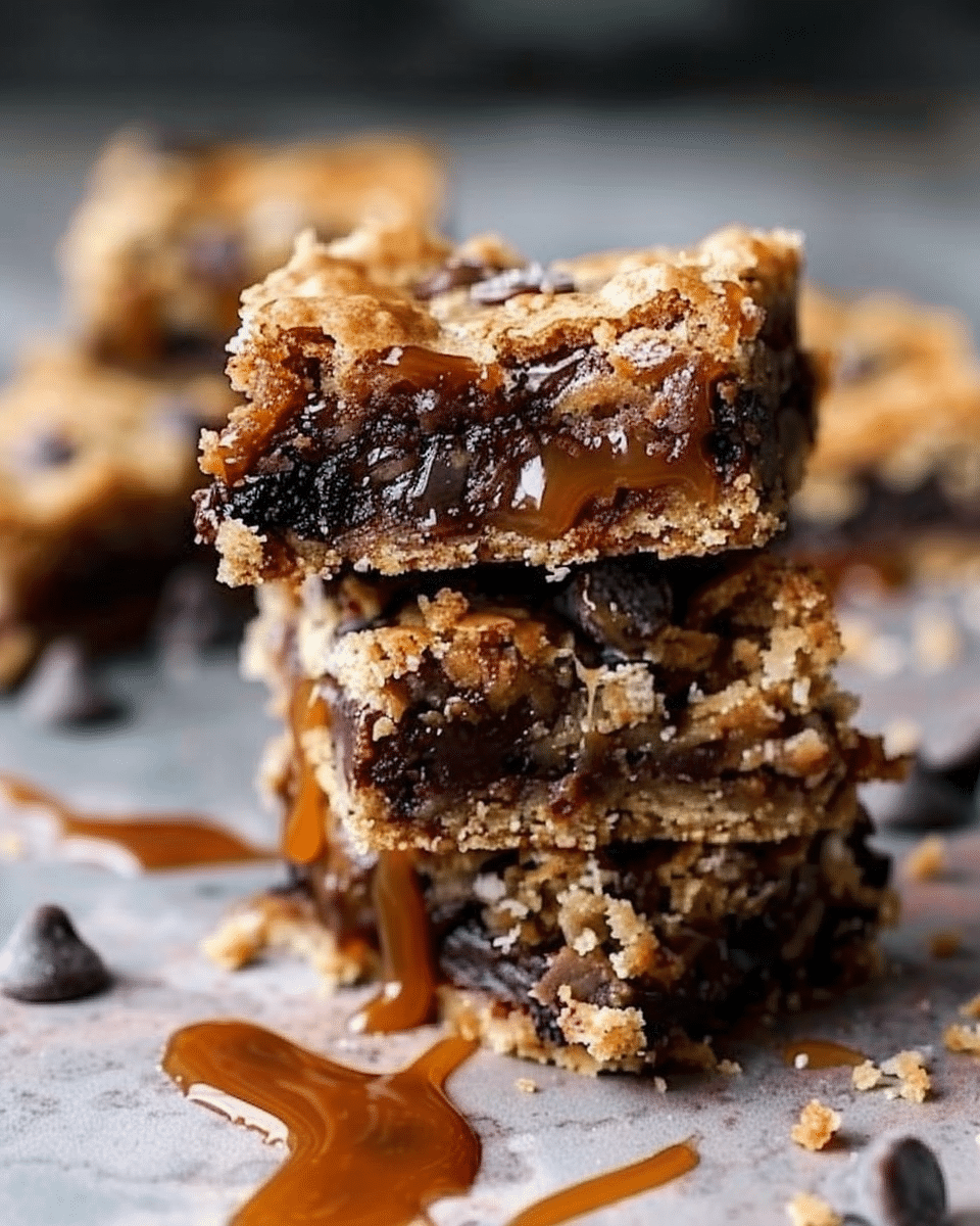Gooey Salted Caramel Chocolate Chip Cookie Bars