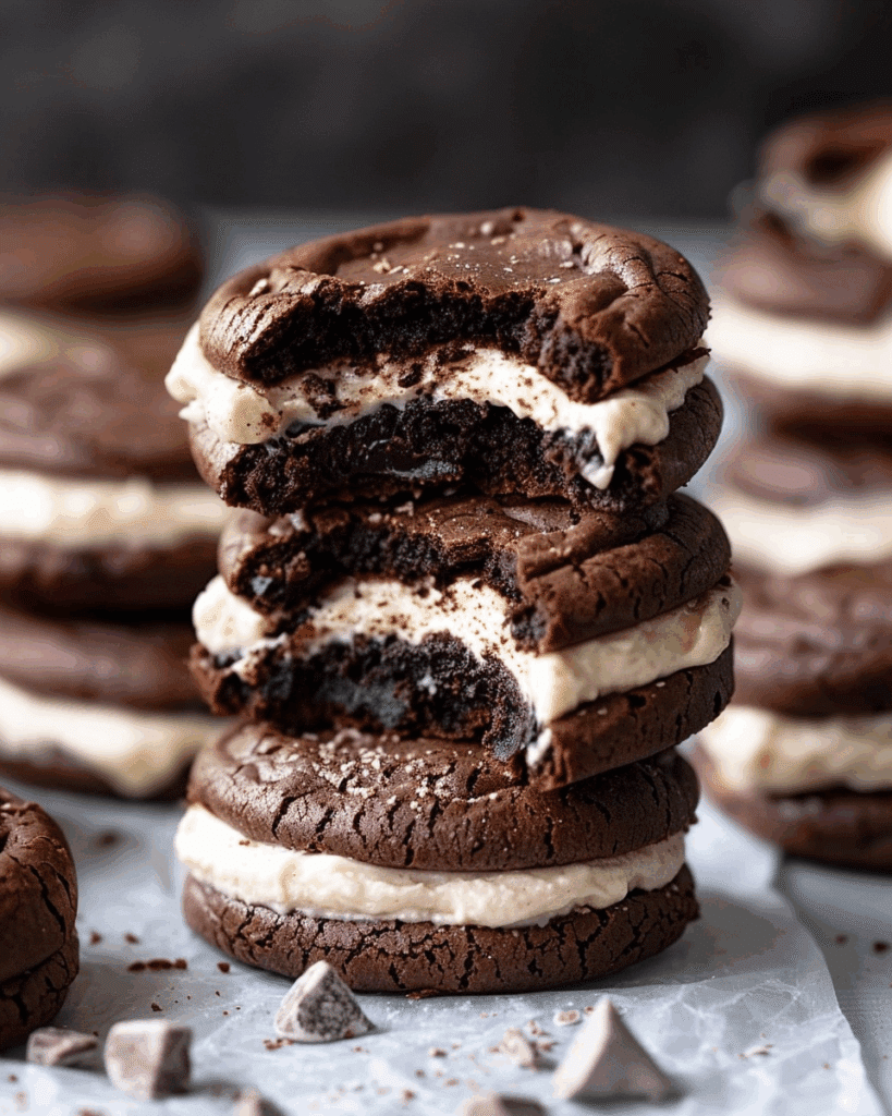 Brownie Cookie Sandwiches with Cookie Dough Buttercream