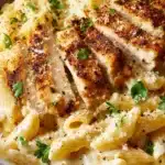 Creamy Crockpot Garlic Parmesan Chicken Pasta Recipe
