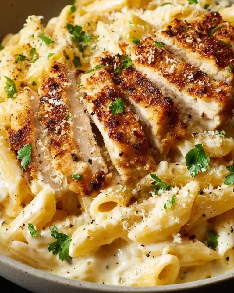 Creamy Crockpot Garlic Parmesan Chicken Pasta Recipe