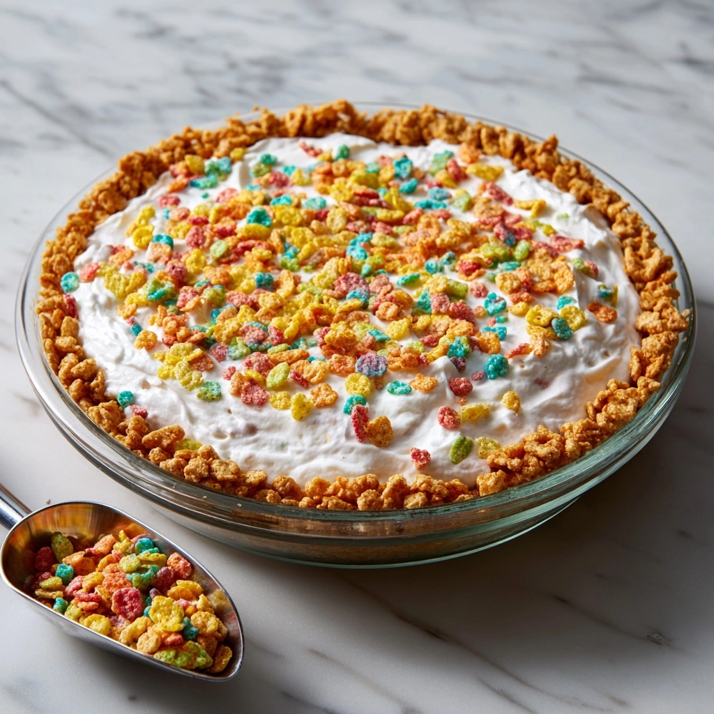 No-Bake Fruity Pebbles Cheesecake Recipe - Recipe Image