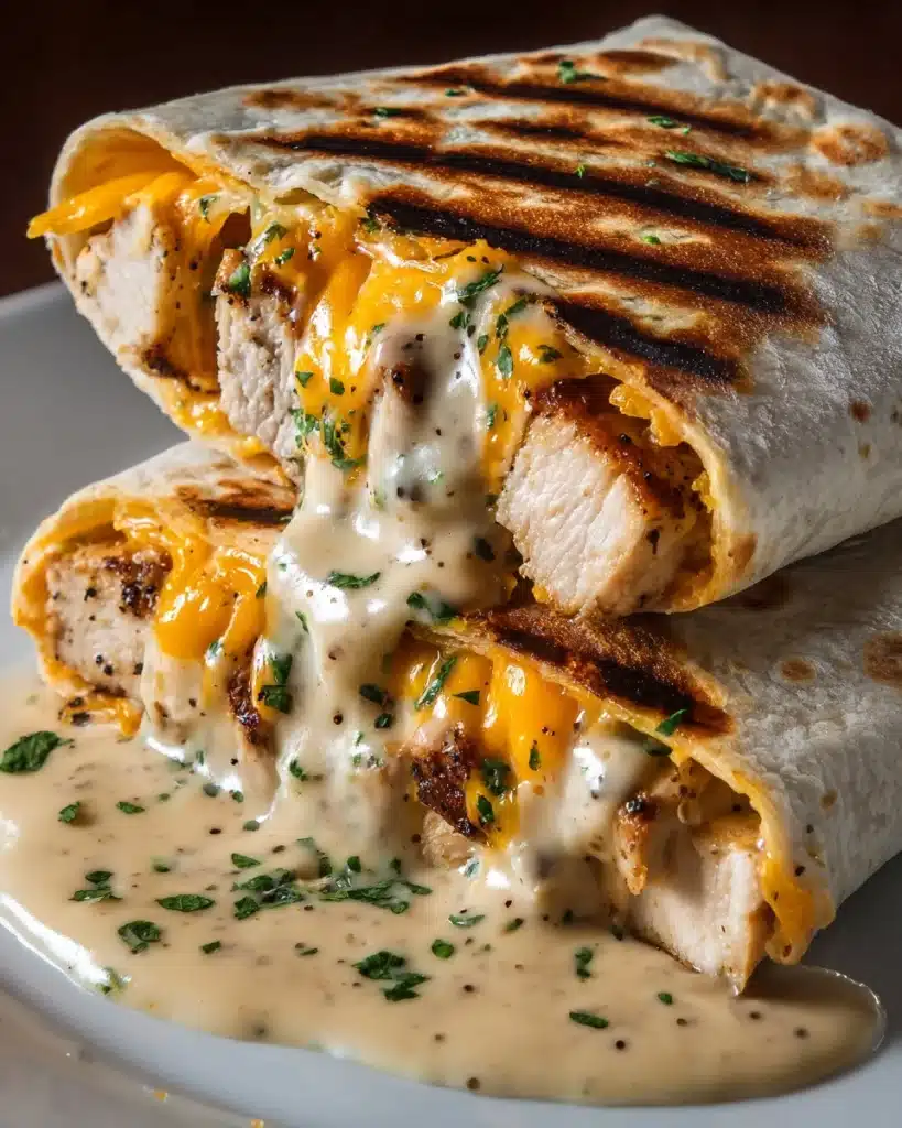 Cheesy Garlic Chicken Wraps Recipe