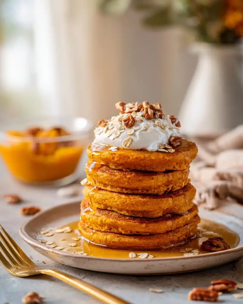 Healthy Pumpkin Oatmeal Pancakes - Blender, GF Recipe