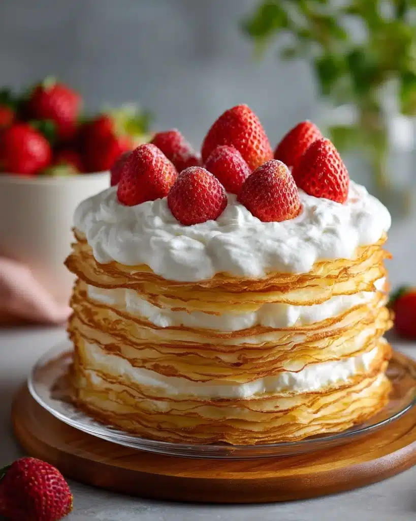 Japanese Strawberry Mille Crepe Cake Recipe