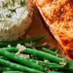 Easy Pan Seared Salmon Recipe (with garlic green beans) Recipe