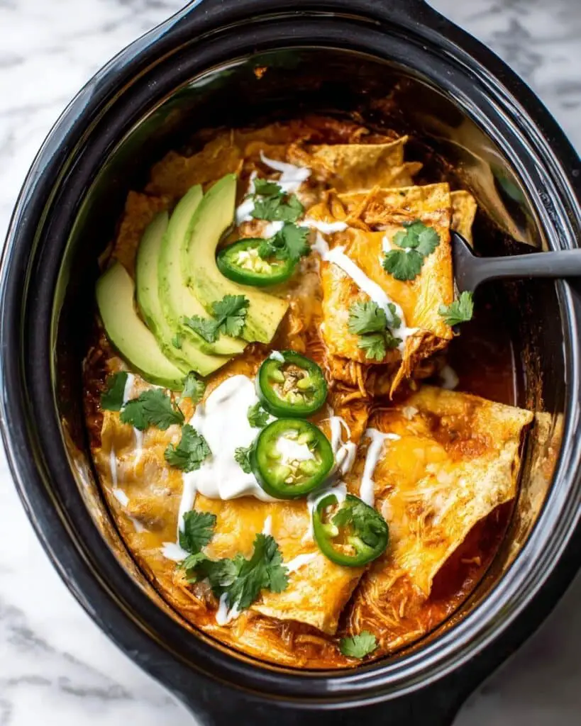 Crockpot Chicken Enchilada Casserole Recipe