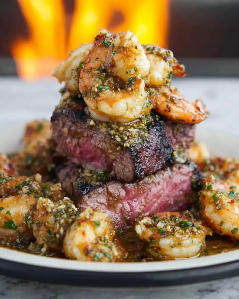 Diablo Steak with Pastrami-Wrapped Filet Mignon, Spicy Shrimp, and Fiery Diablo Sauce Recipe