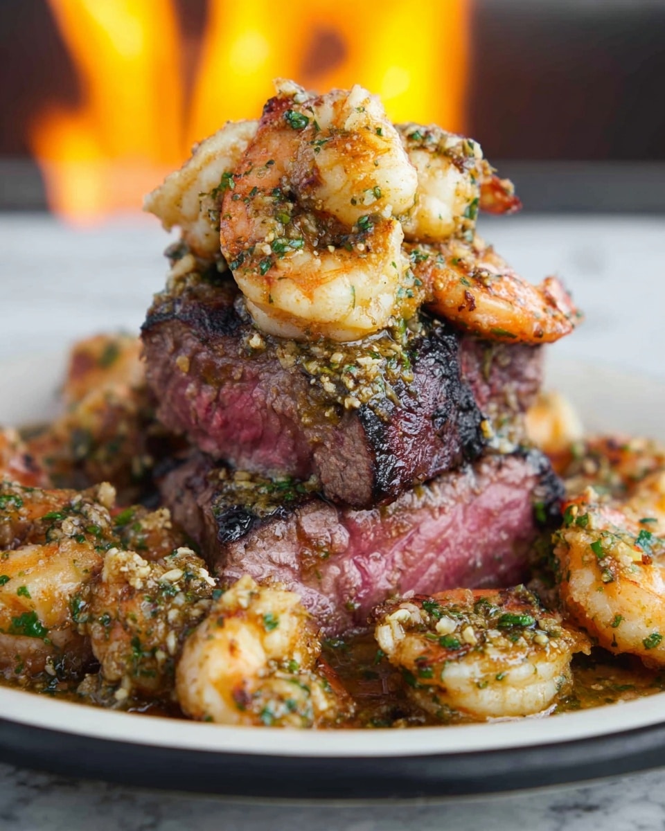 Diablo Steak with Pastrami-Wrapped Filet Mignon, Spicy Shrimp, and Fiery Diablo Sauce Recipe