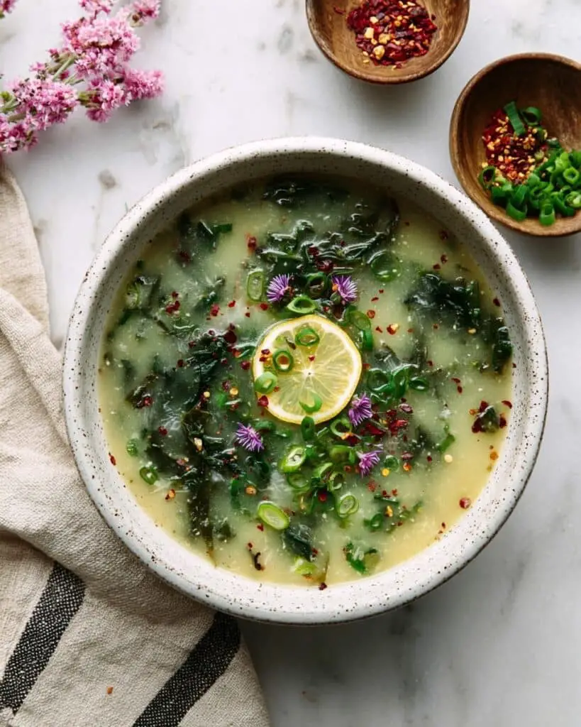 Roasted Garlic Miso Soup with Greens Recipe