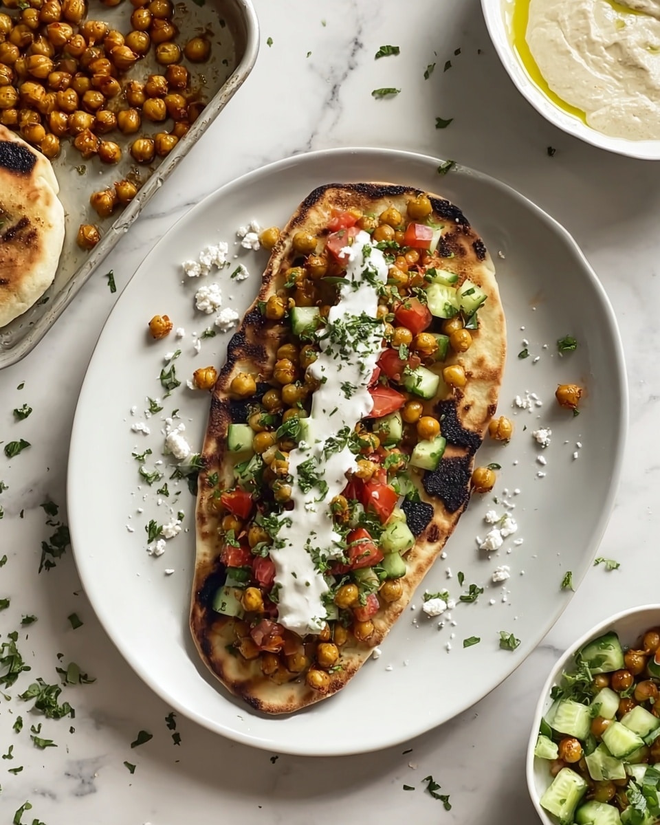 Roasted Chickpea Flatbreads with Garlic Feta Sauce Recipe