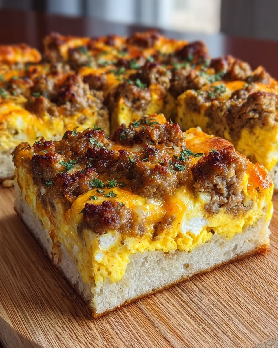 A single slice of breakfast pizza rests on a white plate, showing three layers from bottom to top: a light golden brown crust, a creamy white sausage sauce layer, and a topping mix of scrambled yellow eggs, melted orange and white cheeses, brown mushroom pieces, and small green chive pieces scattered on top. The pizza slice is slightly uneven with some crumbs around it. In the background, a small white bowl with chopped green chives sits on a white marbled surface with a wooden texture underneath. Photo taken with an iphone --ar 4:5 --v 7