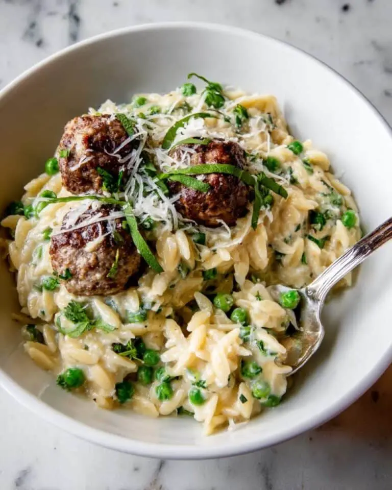 Orzo with Parmesan Meatballs in Mozzarella Basil Cream Sauce Recipe